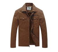 WenVen Herren Armee Jacken Übergangsjacke Bundeswehr Jacke Vintage Jacke Casual Jacke Jacke Business Oberbekleidung Baumwolljacke Herbstjacke Kaffe XL