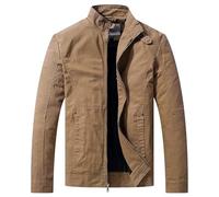 WenVen Herren Armee Jacken Übergangsjacke Bundeswehr Jacke Vintage Jacke Casual Jacke Jacke Business Oberbekleidung Baumwolljacke Frühlingsjacke Kahki XL