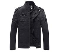 WenVen Herren Leicht Outdoor Jacke Lässige Freizeit Windjacke Cargo Fracht Lodenjacke Military Baumwolle Jacken Grau S