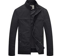 WenVen Herren Militärjacke Übergang Tactical Vintage Kurzjacke Büro Cotton Blouson Frühling Baumwolljacke Grau L