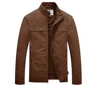 WenVen Übergangsjacke Herren Leichte Outdoor Baumwolle Cargojacken Kaffee S