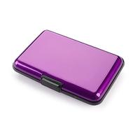 WENYOG Kartenetui 6 Kartensteckplätze Kreditkarteninhaber Männer Frauen Geldbörse Aluminium Metall wasserdichte Brieftasche Visitenkartenetui(Purple)