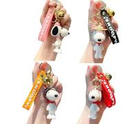 Wenyue 4 Arten von Snoopy Schlüsselanhänger - 3D-Metallanhänger im Anime-Stil, Niedliche Taschen- und Schlüsselbund Accessoires für Mädchen