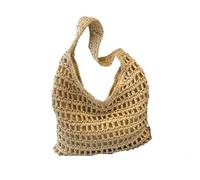 WEOKDFHA Gestrickte Blumen Tasche Mode Häkeln Stroh Tasche For Gewebte Tote Handtasche Hohle Clutch Strandtasche(Beige)