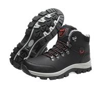 WEOKDFHA Herren-Schneestiefel High Top wasserdichte Sneakers Warme Plüsch-Kletterstiefel Plüsch-Freizeit-Multifunktions-Bergsteigerschuhe(Black,46)