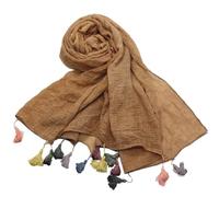 WEOKDFHA Schals Aus Baumwolle Und Leinen Baumwoll- und Leinenschal, schmutzig gefärbt, einfarbig, zwei Enden, hängender Besenbart, geschlossener Zehenschal, weiblich(Color 02)