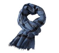 WEOKDFHA Schals Aus Baumwolle Und Leinen Baumwolle Leinen Herren Schals Plaid Herbst Winter Warm Schal Kurze Quaste Männliche Accessoires Pashmina(Dark Blue)
