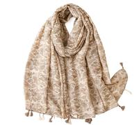 WEOKDFHA Schals Aus Baumwolle Und Leinen Baumwolle Leinen Schal Herbst/winter Verdickt Warme Blume Design Handgemachte Quaste Seide(Color 02)