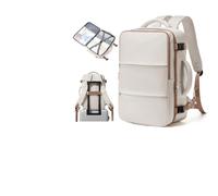 WEPLAN Reiserucksack Damen Herren Handgepäck Rucksack Travel Backpack Carry on Luggage Rucksack Reise Reiserucksack Flugzeug Handgepäck Wasserdichter Laptop Rucksack 14 Zoll,Beige mit Braun