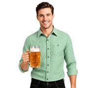 WERFORU Trachtenhemd Herren für Oktoberfest Kariertes Hemd Herren Blau Grün Rot Langarmhemd Größe S-5XL