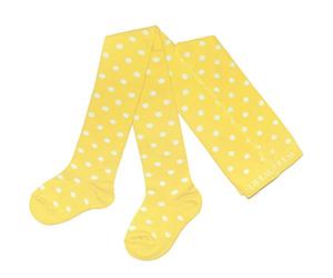 Weri Spezials Baby und Kinder Strumpfhose für Mädchen Baumwolle mit Punkten Muster (98-104, Vanille+Weiß)