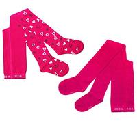 Weri Spezials Baby und Kinder Strumpfhosen für Mädchen Baumwolle im Doppelpack (98-104, Pink Herzen/Uni)