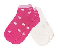 Weri Spezials Kinder Sneaker Socken für Mädchen Baumwolle in 2er Pack Sets Funny Herzen Design und Uni Glatt (27-30, Pink+Creme Herzen 2er)