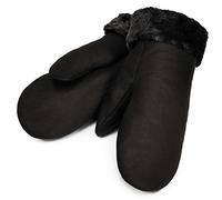 Werner Christ Lammfell Fäustlinge warme, Lange Unisex Fausthandschuhe aus echtem Fell, Winter-Handschuhe für Damen und Herren in schwarz, Größe 6