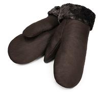 Werner Christ Lammfell Fäustlinge warme, Lange Unisex Fausthandschuhe aus echtem Fell, Winter-Handschuhe für Damen und Herren in dunkel-braun, Größe 5