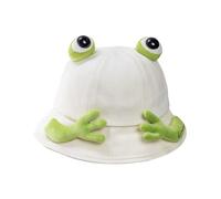WERNZATT-Erwachsene Frühling Sommer Modelle Sonnenschirm Fischer Hut Cartoon Frosch Eimer Hut Frauen Einstellbar Sonnenhut (Weiß, One Size)