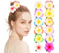 WESIEVYA 12 Stück Hawaiianische Plumeria Haarspangen mit Clip Künstliche Frangipani Blumen Farbige Haarklammern für Dünnes Haar Tropische Sommer Haar Accessoires für Frauen