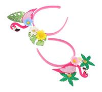 WESIEVYA 2 Stück Flamingo Stirnbänder für Sommer Tropische Mottopartys mit Hawaii Blumenkranz Bequemes Material und Leicht zu Kombinieren für Strandhochzeiten und Festivals