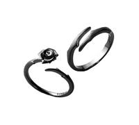 WESIEVYA 2 Stück Sterling Silber Dornen Rosen Ringe Offene Verstellbare Fingerringe für Damen und Herren Elegante Modeschmuck Geschenk für Freundschaft und Beziehung