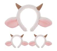 WESIEVYA 3 Stück-pack Plüsch Ebene Cosplay Kopfbedeckungen mit Lammohren und Schafhorn Leichtes Stoff Haarband für Karneval Fasching und Bühnenshows Süßes Stirnband