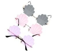 WESIEVYA 3 Stück pack Randlose Party Sonnenbrillen Damen Muschelförmig Leichtepc Material Metallfassung Hautfreundlich Langlebig Modische Outdoor und Alltagsbrillen
