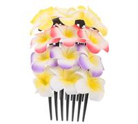 WESIEVYA 4 Stück pack Bunte Haarkämme mit Frangipani Blumen Haarspangen aus Kunststoff mit Festem Halt Leicht zu Bedienen für Hochzeiten und Abende