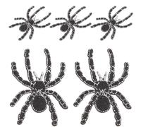 WESIEVYA 5 Stück Gestickte Spinnenaufnäher aus Gewebe zum Aufnähen oder Aufbügeln Schwarze Spinnen Patches zur Kleidung Dekoration für Alltag und Feiern