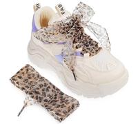 WESIEVYA Ersatz Schnürsenkel 2 Stück mit Leopardenmuster Breite Flache Schnürsenkel aus Strapazierfähigem Stoff für Sportschuhe und Ballerinas Geeignet für Freizeit und Business