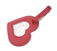 WESIEVYA Herzförmiger Kofferanhänger aus Pu Leder mit Namensschild Roter Gepäckanhänger zum Aufhängen Sicherer Reiseanhänger für Koffer und Handtasche