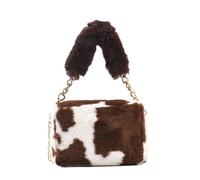 WESIEVYA Plüsch Umhängetasche Damen Klein Crossbody Schultertasche mit Kontrastfarbigem Design Handliche Freizeittasche für Reisen und Alltag