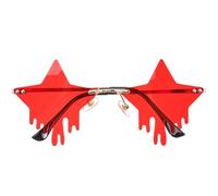 WESIEVYA Randlose Sonnenbrille Damen Herren Star design Party Sonnenbrille mit Goldenem Rahmen und Rotem Modische Kreative UV schutzbrille für Strand Festival und Alltag