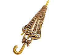 WESIEVYA Regenschirm Anstecknadel mit Strass Kreative Legierung Brosche Goldfarbene Kleidungspinnadel Dekorativ und Stabil für Rucksack und Hut als Geschenk