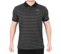 West Ham United FC - Herren Polo-Shirt mit Streifen - Offizielles Merchandise - Geschenk für Fußballfans - Schwarz/Grau - S