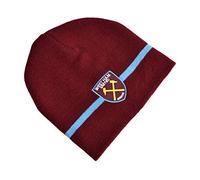 West Ham United Football Club Official Stripe Maroon Beanie Hat With Crest Badge