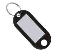 Westcott Schlüsselanhänger 100 Stück | 100er Pack robuste Anhänger zum Beschriften mit austauschbaren Etiketten | Mit Metall-Ring in der Farbe Schwarz | E-10650 00