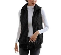 Weste Damen Ärmellose Teddy Fleeceweste Damen Plüschweste Übergangsweste Casual Thermoweste Fleece Outdoor Weste Reißverschluss Regular fit Bequem Ärmellos Cardigan Jacke Longweste (Black-2, XL)