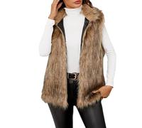 Weste Damen Fell Pelzweste Weich Und Flauschig Fellweste Frauen Plüschweste Faux Pelz Stylische Damenwesten Elegante Fleeceweste Kunstfell Winterweste Ärmellos Winterjacke Winter Warm Mantel