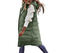 Weste Damen Lang Winter Steppweste Leicht Ärmellose Winterweste Lange Damenwesten Kapuzenweste Daunenweste Übergangsjacke Wintermantel Winterjacke Warm Jacke Herbst