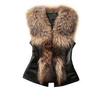 Weste Damen Winter Kunstfell Weste Damen Elegant Casual Fellmantel Damen ärmellos Pelzmantel Damen Outwear Westen Frauen Pelz Kragen Lederjacke Mit Fell Damen Outdoor Weste Damen Warm