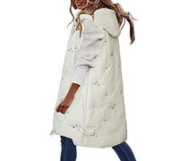 Weste Damen, Winterjacke Damen Mittellang Warm Winter Steppweste mit Kapuze Ärmellose Baumwolle Longweste Große Größen Übergangsjacke Winterweste Lang Bodywarmer Kapuzenweste Mantelweste