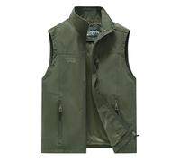 Weste Herren Arbeit, Herrenweste - Leichte Outdoor-lässige modische Stehkragenjacke ärmellos für den Alltag im Frühling Sommer und Herbst (Army Green XL)