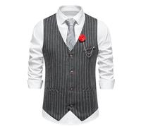 Weste Herren - Herren-Weste Aus Gestreiftem Tweed Im Vintage-Stil, Einreihig, Herren-Business-Anzugweste, Weste Für Herren, Herren-Kleiderweste, Grau, Xxl