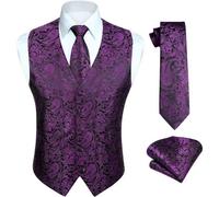 Weste Herren Hochzeit Floral Jacquard Krawatte 3XL Violett