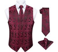 Weste Herren Paisley Jacquard Krawatte Pocket XXL 003-Bordeaux Rot