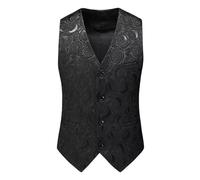 Weste Herren - Schwarzes Gilet Mit Blumenmuster, Kostüm Homme, Herrenweste Für Hochzeit, Formelle Business-Smokingweste, Steampunk-Luxus-Männer, Schmale Ärmellose Jacke, Schwarz, 8Xl