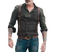 Weste Herren Slim Fit V-Ausschnitt Einfarbig Blazer Weste Herren Mehrere Taschen Sport Casual Anzug Weste Herren Gentleman Hochzeit Party Outdoor Weste Für Herren D-Black S