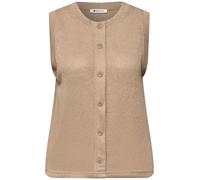 Kurzweste STREET ONE, Damen, Gr. 36, timeless beige, Stoff, 53% Polyester, 46% Viskose, 1% metallisierte Fasern, unifarben, comfort fit normal, Rundhals, Westen, mit Strickmuster (46848432-36) timeles