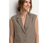 Street One Kurzweste Damen Gr. 36 Beige (schwarz beige) mit Reverskragen 55% Baumwolle