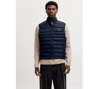 Steppweste JACK & JONES "JJEKINGSLEY LIGHT BODYWARMER COLLAR NOOS", Herren, Gr. M, navy blazer, Web, Obermaterial: 100% Nylon, unifarben, regular fit normal, ohne Ausschnitt, Westen Steppweste, Kunstf