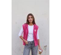 Kurzweste STREET ONE STUDIO, Damen, Gr. 38, ruby raspberry, Stoff, 60% Polyester, 40% Baumwolle, unifarben, normal normal, ohne Ausschnitt, Westen, mit Kapuze, Topseller (85869431-38) ruby raspberry
